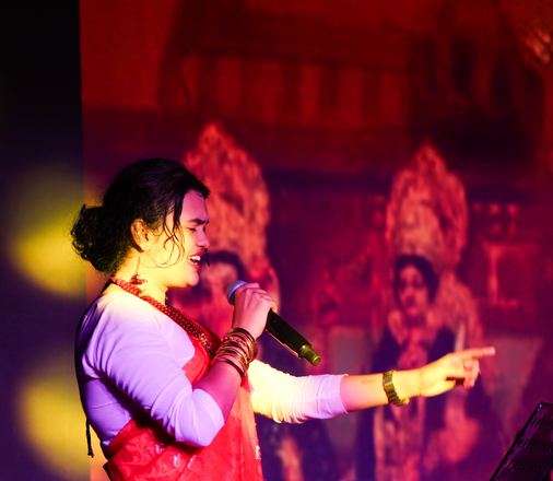 Singer performing on stage